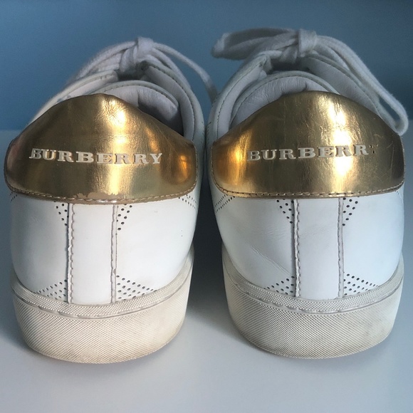 VINTAGE BURBERRY White Sneakers Size 38 Women’s - Picture 4 of 7